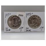 1971-S & 1973-S 40% Silv Ike $1 Dollars