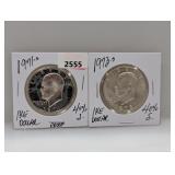 1971-S & 1973-S 40% Silv Ike $1 Dollars