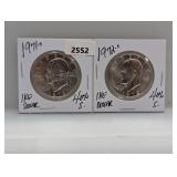 1971-S & 1972-S 40% Silv Ike $1 Dollars