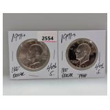 (2) 1971-S 40% Silv Ike $1 Dollars