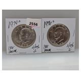 1974-S & 1976-S 40% Silv Ike $1 Dollars