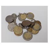 7" Foreign Coin Charm Bracelet