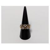 Vermeil/.925 Sterl Diamond Hearts Ring Sz 8