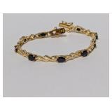 7" Vermeil/.925 Sterl Sapphire Link Bracelet