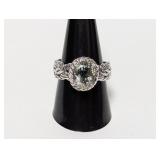 .925 Sterl Light Green Stone Braided Band Ring