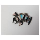 .925 Sterl Multi Color Inlaid Figure Brooch