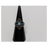 .925 Sterl Oval Cabochon Turquoise Stone Ring