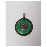 .925 Sterl Green Enamel Floral Pendant