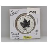 2015 1oz .999 Silv Frosted Canada Maple Leaf