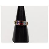 Vermeil/.925 Sterl Multi Color Five Stone Ring