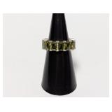 .925 Sterl Faceted Green Stone Eternity Band Sz 6