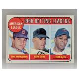 1969 Topps AL BATTING LEADERS YASTRZEMSKI/OLIVA 1