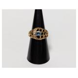 Gold Filled Orante Blue Stone Ring Sz 7