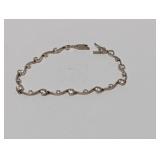 7" .925 Sterl CZ Wavy Clear Stone Bracelet