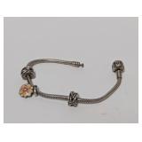 7" 925 Sterl Pandora Bracelet w/Floral Charm