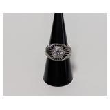 .925 Sterl Ornate Vtg Style Gemstone Ring Sz 8