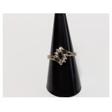 Vermeil/.925 Sterl Blue & Clear Stone Ring Sz 8