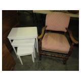 SET OF 3 NESTING TABLES & SIDE ARM CHAIR