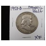 1953 D FRANKLIN HALF DOLLAR 90% XF