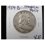1954 D FRANKLIN HALF DOLLAR 90% XF
