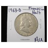 1963 D FRANKLIN HALF DOLLAR 90% AU