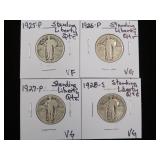 1925P, 26P, 27P, 28S STANDING LIBERTY QUARTER 90%