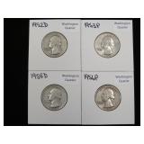 1952D, 53P, 54D, 56P WASHINGTON QUARTERS 90%