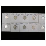 (10) MERCURY DIMES 90% VARIOUS DATES & MM