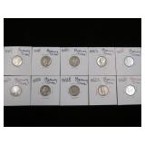 (10) MERCURY DIMES 90% VARIOUS DATES & MM