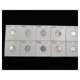 (10) ROOSEVELT DIMES 90% VARIOUS DATES & MM