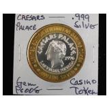 .999 SILVER CAESARS PALACE CASINO TOKEN GEM PROOF