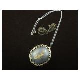 VINTAGE STERLING SILVER PENDANT & EARRING SET