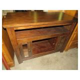 SOLID WOOD MAHOGANY STAINED 2 DOOR/SHELF TV STAND