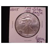2015 1 OZ .999 SILVER EAGLE GEM BU