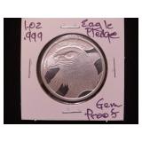 1 OZ .999 EAGLE/PLEDGE GEM PROOF