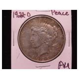 1922 D PEACE SILVER DOLLAR 90% AU