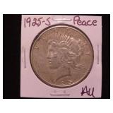 1925 S PEACE SILVER DOLLAR 90% AU