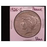 1926 S PEACE SILVER DOLLAR 90% UNC