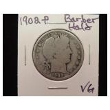 1902 P BARBER HALF DOLLAR 90% VG