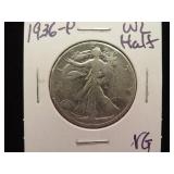 1936 P WALKING LIBERTY HALF DOLLAR 90% VG