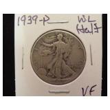 1939 P WALKING LIBERTY HALF DOLLAR 90% VF