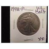 1942 P WALKING LIBERTY HALF DOLLAR 90% XF