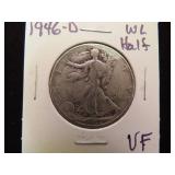 1946 D WALKING LIBERTY HALF DOLLAR 90% VF