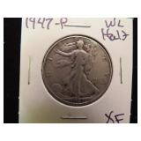 1947 P WALKING LIBERTY HALF DOLLAR 90% XF