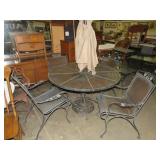 ROUND METAL PEDESTAL DINING TABLE/4 CHAIRS/PLUS