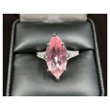 LADIES .925 PINK MORGANITE RING SIZE 7.5