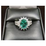 LADIES .925 GREEN TOURMALINE RING SIZE 5-1/2