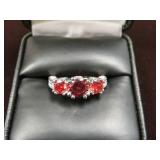 LADIES .925 RUBELLITE TOURMALINE RING SIZE 6