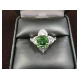 LADIES .925 GREEN TOURMALINE RING SIZE 6