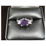 LADIES .925 PURPLE AMETYST TOURMALINE RING SIZE 6